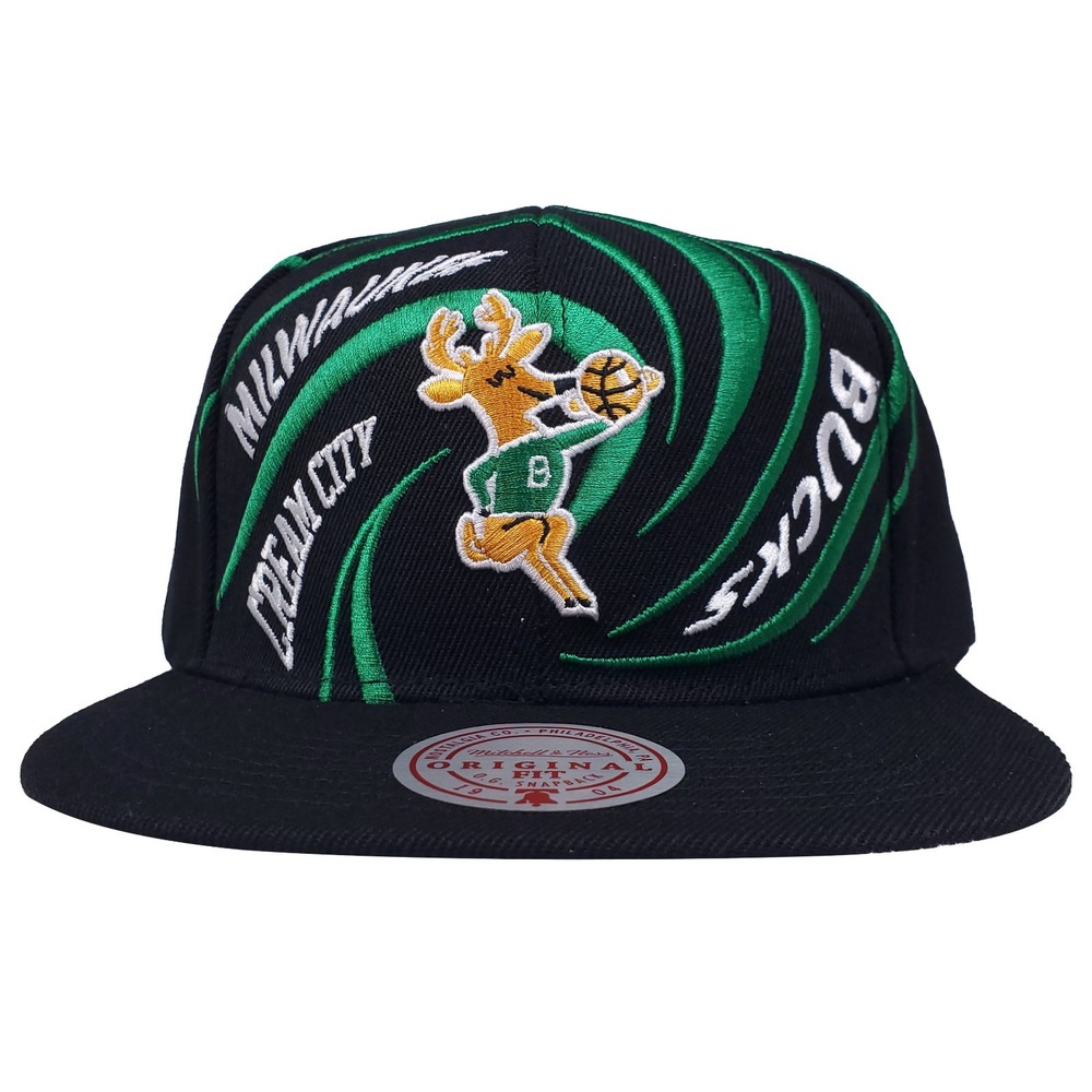 Milwaukee Bucks Mitchell & Ness NBA Snapback Hat Cap‎ Twisted Embroidery NWT